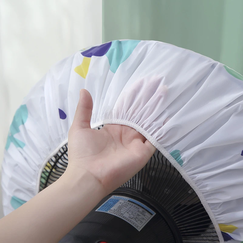 Geometric Printing Household Storage PEVA Durable Dustproof Fan Cover WIth Elastic Band