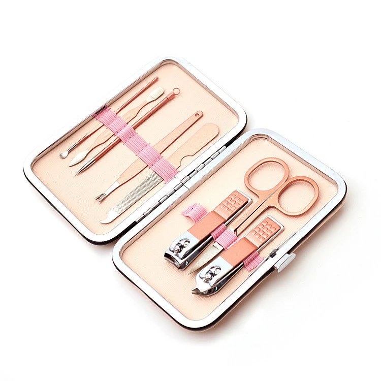 Girls Personal Manicure / Pedicure Instruments Set With Stainless Steel Case Pink