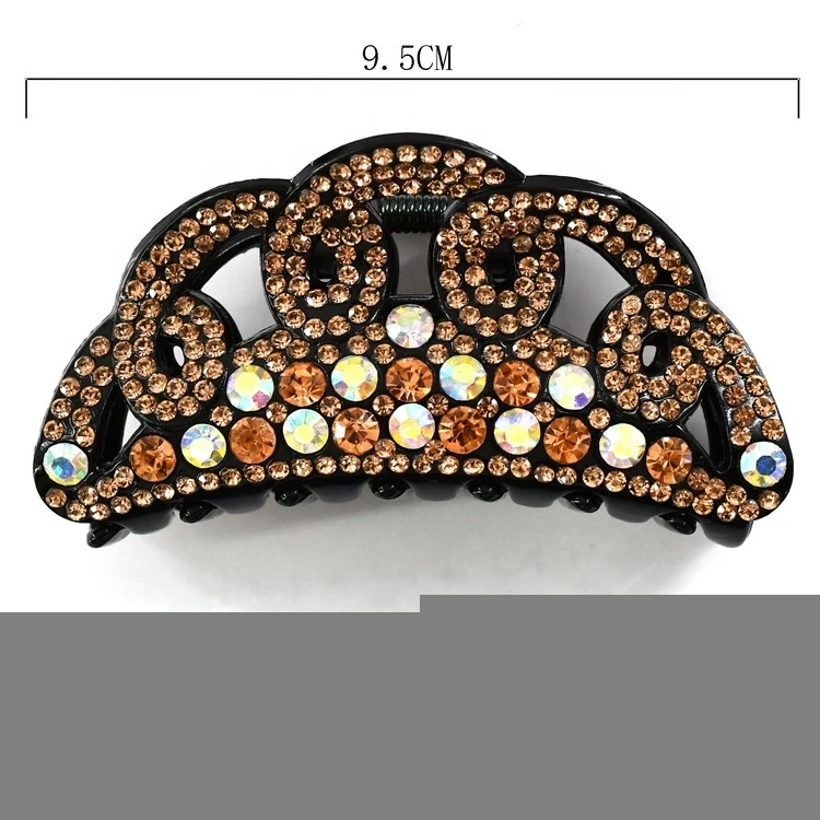 Glitter Wedding Hair Jewelry Full Rhinestone Acetate Jaw Clip Crystal Tortoise Shell Hair Claw Clips For Women