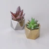 Gold And Silver Pot With Mini Size Artificial Plastic Succulents Plants