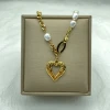 Gold Plated Cuba Spliced Chain With Pears Stainless Steel Necklace for Women