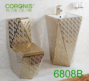 Good price good quality bathroom decorative ceramic gold plated wc toilet bowl