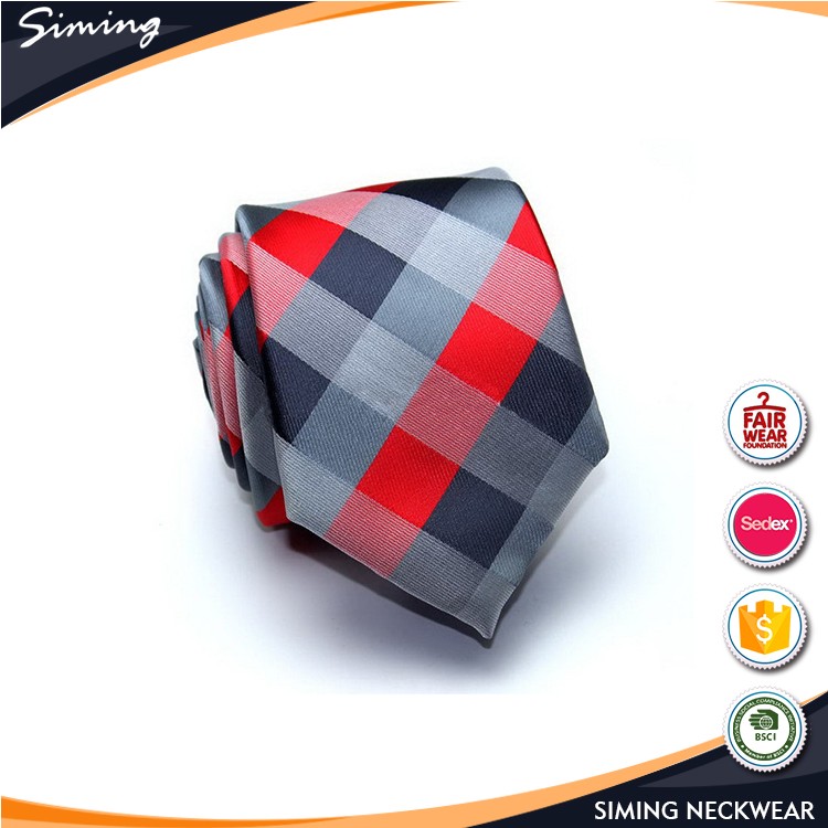 Good quality discount plaid gold and blue check new wholesale polyester plaid ties