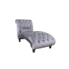 GREY VELVET TUFTED and leather LOUNGER CHAIR