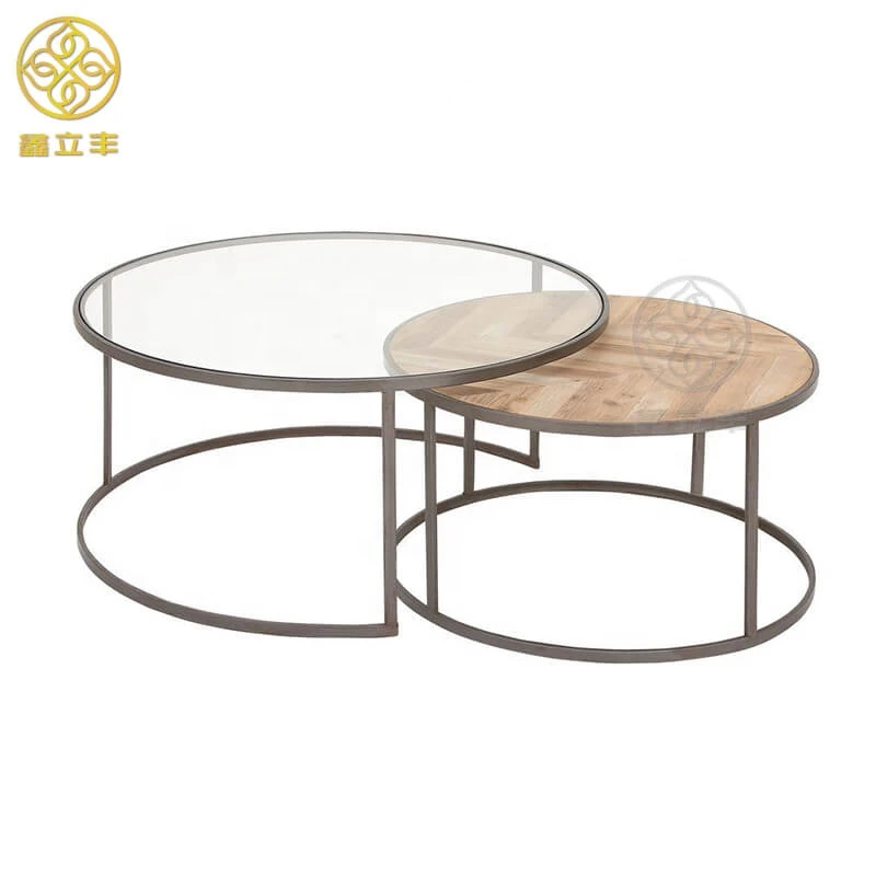 Guangdong Xinlifeng Factory Wrought Iron And Glass Coffee Table