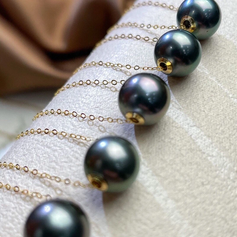 Haiyang cheap wholesale new style18k solid gold mother of pearl black seawater tahitian pearl pendent necklace jewelry gifts