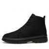 Height Increasing Black Canvas High Neck Shoes For Men