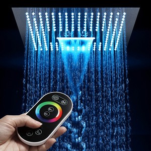 HIDEEP Shower Bathroom 64 Color LED Showerhead Misty Waterfall Shower Ceiling 16 Inch Remote Control Light Rain Led Shower Head