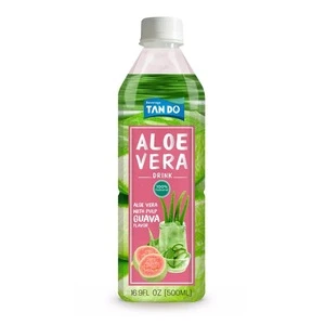 High quality 500ml private label beverage plastic bottle pet guava flavour aloe vera pulp