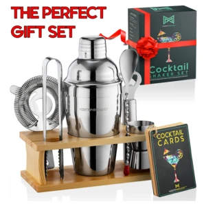 High quality bar tools with stand bar set cocktail glass and wooden shelf set storage rack metal