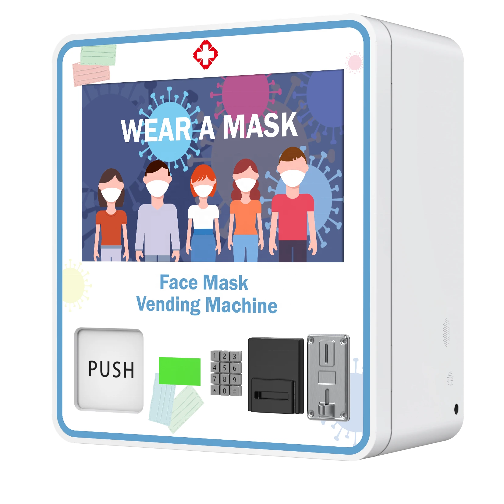 High quality english version wall mounted mini masks vending machine with bill acceptor