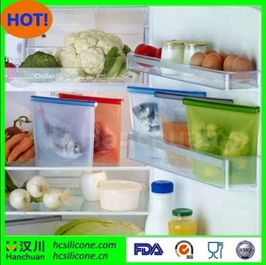 High Quality Green Reusable 1 Liter Silicone Food Storage Bag