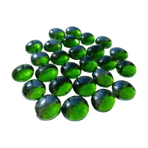 High Quality Low Price 17-19MM Green Flat Marbles Decorative Glass Stone Reflective Fire Glass Beads