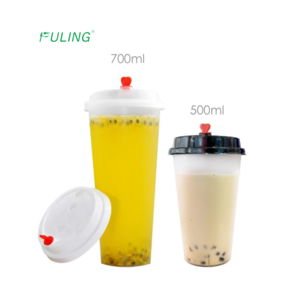 High quality matt pp injection fruit  tea, juice drink packaging cups  disposable takeaway drink hard slim cup