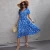 Import High Quality Summer Beautiful Style Clothes Lady Short Sleeve Blue Midi Dresses Chiffon Floral Print Casual Women Long Dress from China
