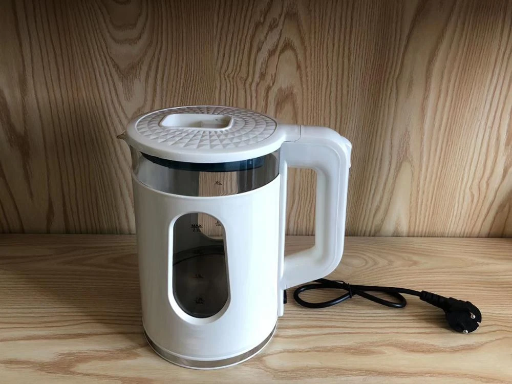 Home Appliance keep warm Water plastic cover glass kettle two layers borosilicate glass double controller electric kettle