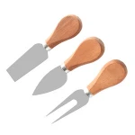 Hot sale 3pc cheese bamboo board and knife set with wood handle