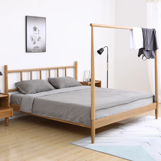 Hot sale bedroom furniture modern solid wood bed white oak creative wooden bed