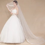 Hot Sale Floral Edge Bridal Veil One Layer Long Wedding Veil