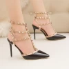 Hot selling European and American Style Sexy nightclub stiletto high heeled shoes metal rivets hollowed out sandal