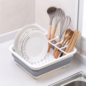 Hot Selling Over Sink Dish Organizer Collapsible Plastic Dish Drying Rack