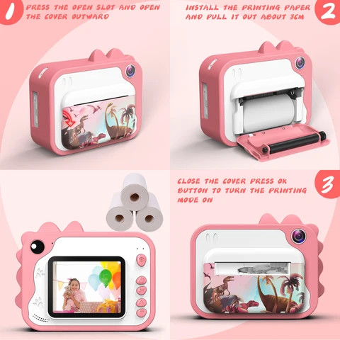 Hot Selling P80P 2.4 Inch Lcd Display Cute Kid Toy Camera Cartoon Instant Print Camera
