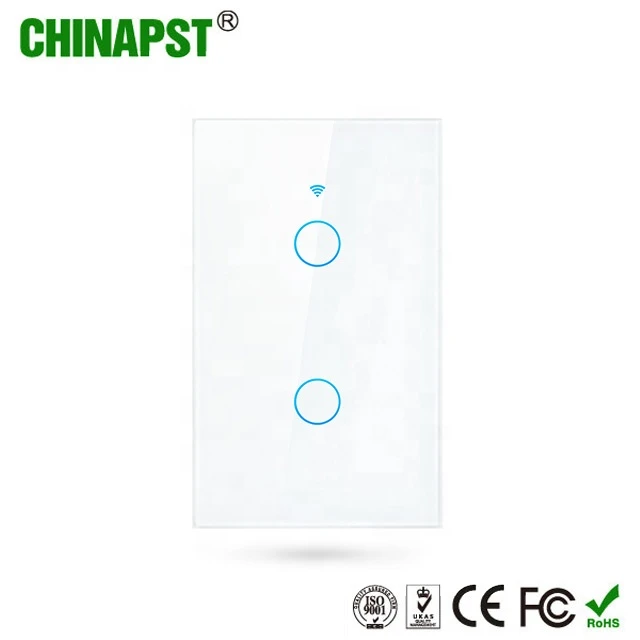 Hottest 2CH WIFI US(118*72*35mm) Tuya Smart Home Electronic Touch Switch with 2 Years Warranty PST-WF-U2