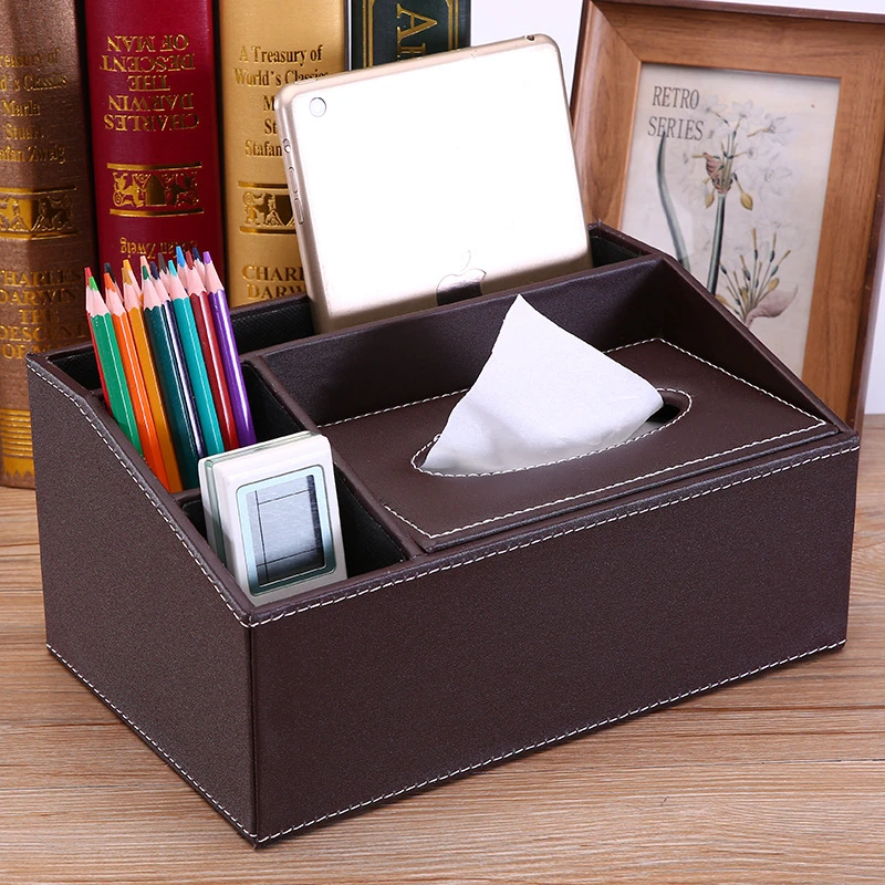 Household And Car Multifunctional Leather Tissue Box Napkin Holders