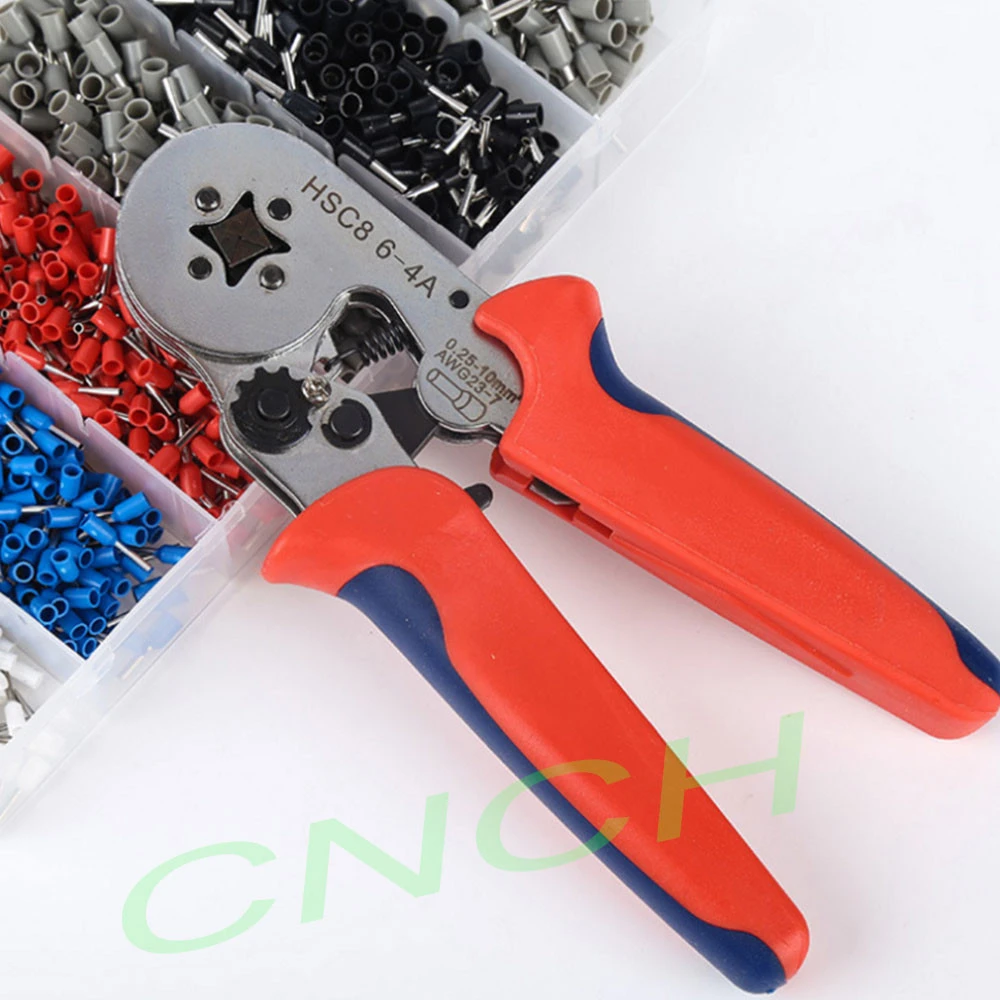 HSC8 6-4A AWG23-7 Wire Stripper Self Adjusting Crimping Plier Ratcheting 0.25-10mm Wire Cable Tube Terminals Multi Hand Tools