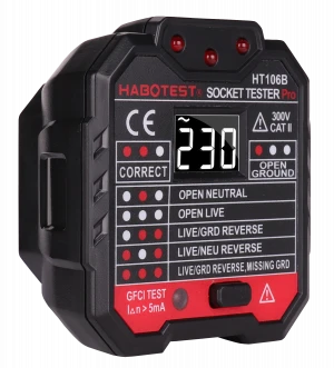 HT106B Outlet Tester Socket Plug Tester US Plug for Measurement Voltlage Tester GFCI Test 5mA
