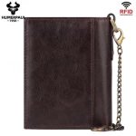 HUMERPAUL gentle card holder wallet for men Purse Male key chain wallet mens Money bag RFID Blocking man genuine leather wallet