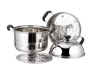 Industrial Steam Cooking Pot 2 Tier Stainless Steel Steamer Double Boiler Steamer Basket Stainless Steel For Pot