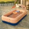 Inflatable Swimming Pool for Kids and Adults, Blow Up Family Full-Sized Pools, Auto Pump Up Kiddie Pool