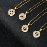 Initial Necklace a-z Alphabet Gold Filled Diamond  Pendant Hot Selling Jewelry Gold Copper Zircon Stone Copper Necklace Unisex