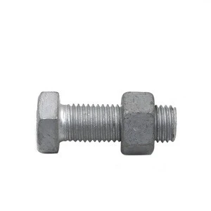 ISO DIN standard high quality galvanized hexagon bolt and nut M20 for electric tower power transmission line fasteners