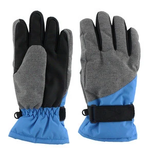 kids acrylic five finger woven gloves colorblocked ski gloves