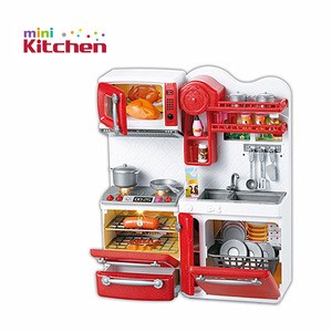 Kids kitchen set pretend play furniture toys with music light