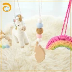 Kids Outdoor Inflatable Wooden Crochet Animal Baby Play Gym Hanging Teether Toy