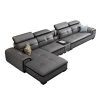 l shape leather luxury everyday living room furniture With Bluetooth speaker and charging sofa set