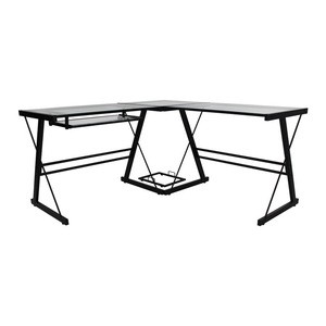 L Shaped Glass Computer Writing Gaming  Command Center Workstation computer desk