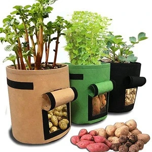 Large 3-Pack Planter 7 Gallon Felt Potato Grow Bag with Flap Access and Handles