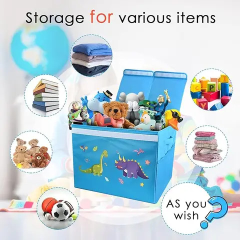 Buy Large Collapsible Toy Chest For Kids Flip-top Lid Storage Basket ...