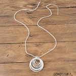 Latest jewelry design long snake chain worn gold silver multi-circle pendant necklace wholesale