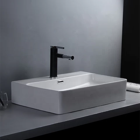 lavabo washbasin ceramic sanitary ware rectangle countertop white Bathroom vanity vessel sinks