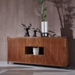 light and  luxury iron leg MDF veneer sideboard cabinet for dining room