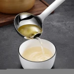 Long Handle Kitchenware Separating Oil Soup Ladle Spoon Stainless Steel Material