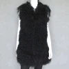 Long style genuine mongolian lamb fur vest women winter real sheep fur gilet for lady fashion