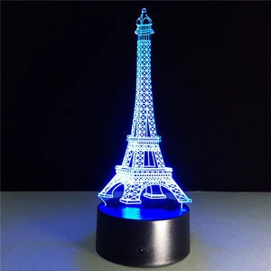 Luminaria The Eiffel Tower 3D LED Night Light Illusion Night Lamp Table Desk Lamp Home Lighting