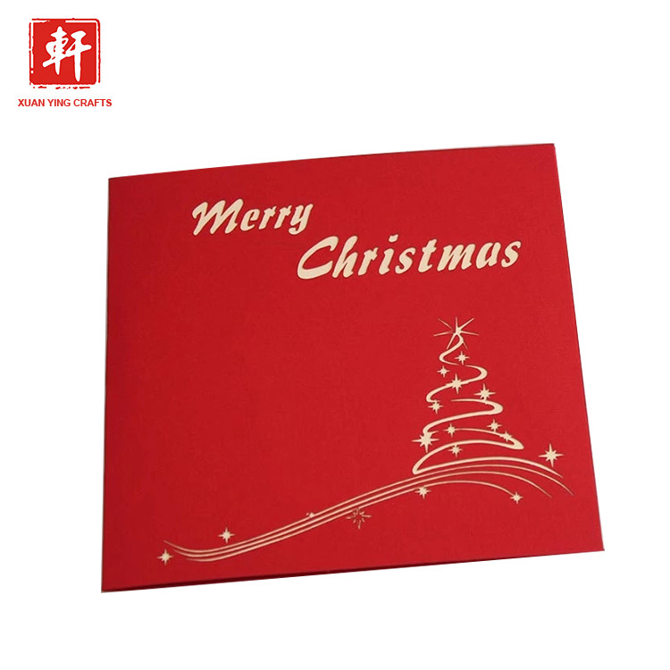 Luxury 3D paper Promotional Christmas tree greeting card Customized Printing Fancy Design