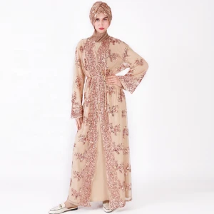 Luxury High-density Sequin Embroidery Dubai Travel Clothing Turkey Clothing Islamic Dress Open Abaya for Women Ladies